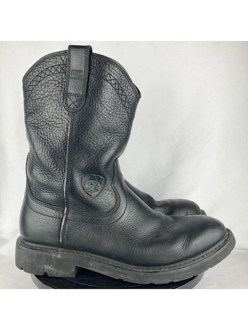 Men’s 10.5 Ariat Sierra Boots Black Leather Pull On Waterproof Work Soft Toe